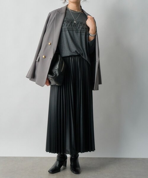 【新品】モニーレ ウォッシャブル エコレザースカート プリーツ ウエストゴム 黒 新品】モニーレ ウォッシャブル エコレザースカート プリーツ ウエスト