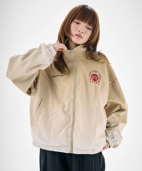 ナイロン フリース リバーシブルドローコードスタンドネックショート