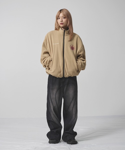 msg ナイロン リバーシブルドローコードスタンドネックショートブルゾン ナイロン フリース リバーシブルドローコードスタンドネック