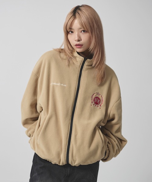 ナイロン フリース リバーシブルドローコードスタンドネックショート