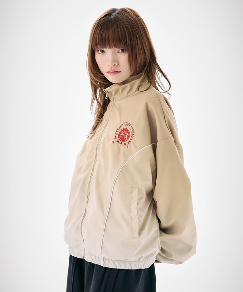 MSG ナイロンジャケット ワイン ブラック Mサイズ ナイロン フリース リバーシブルドローコードスタンドネックショート