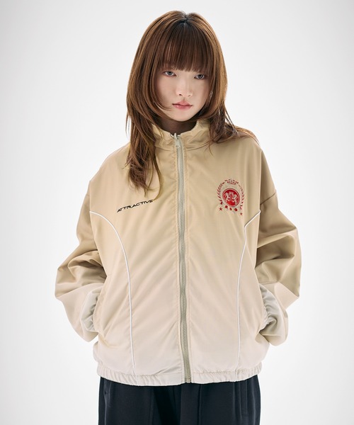 ナイロン フリース リバーシブルドローコードスタンドネックショート