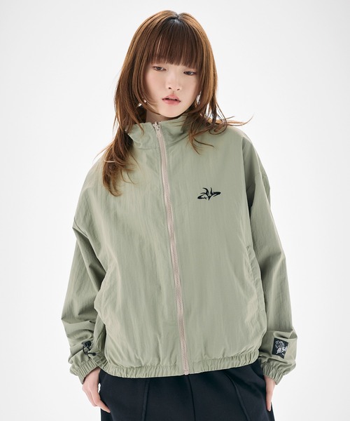 ナイロン フリース リバーシブルドローコードショートブルゾン トラックジャケット ナイロン フリース リバーシブルドローコードスタンドネックショート