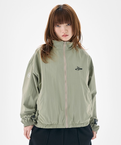 ナイロン フリース リバーシブルドローコードスタンドネックショート