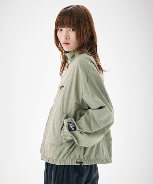 ナイロン フリース リバーシブルドローコードスタンドネックショート