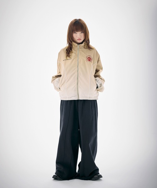 ナイロン フリース リバーシブルドローコードスタンドネックショート