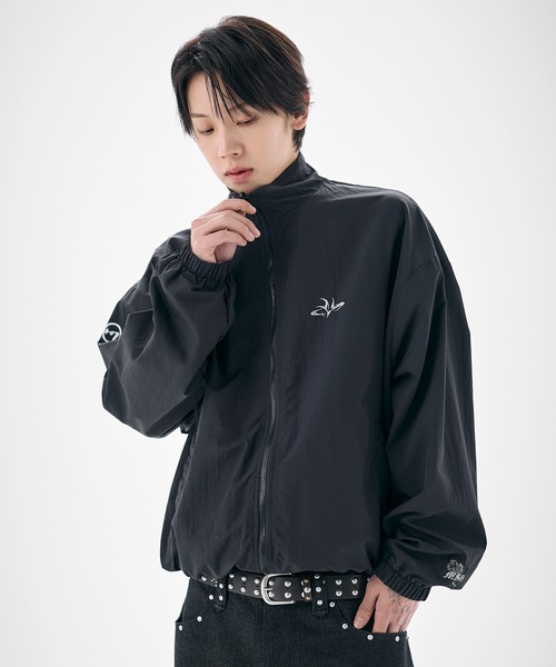 ナイロン フリース リバーシブルドローコードスタンドネックショート