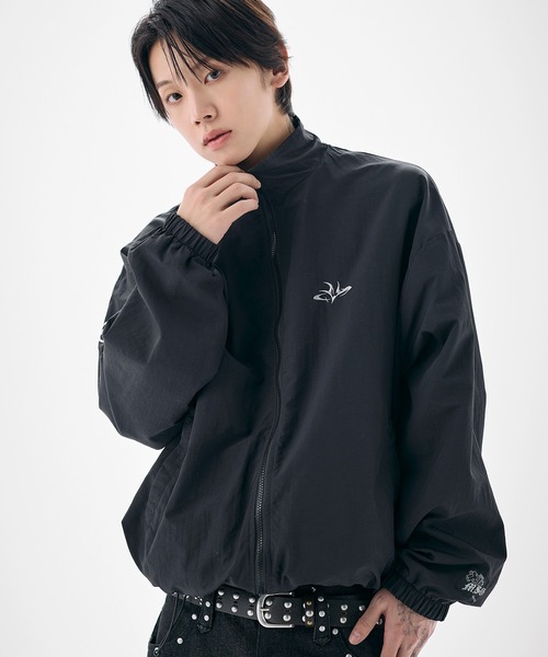 ナイロン フリース リバーシブルドローコードスタンドネックショート