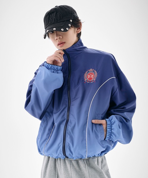 ナイロン フリース リバーシブルドローコードスタンドネックショート