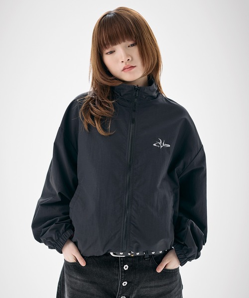 ナイロン フリース リバーシブルドローコードスタンドネックショート