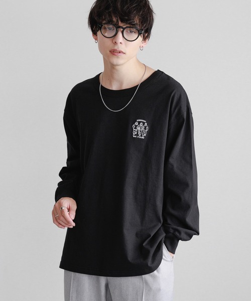RAGEBLUE(レイジブルー)の「ワンポイント刺繍/天竺コットンオーバーサイズロンT(Tシャツ/カットソー・メンズ・ブラック/ホワイト/ダークグレー・LARGE/SMALL/MEDIUM)」の10枚目の写真