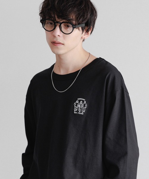 RAGEBLUE(レイジブルー)の「ワンポイント刺繍/天竺コットンオーバーサイズロンT(Tシャツ/カットソー・メンズ・ブラック/ホワイト/ダークグレー・LARGE/SMALL/MEDIUM)」の11枚目の写真