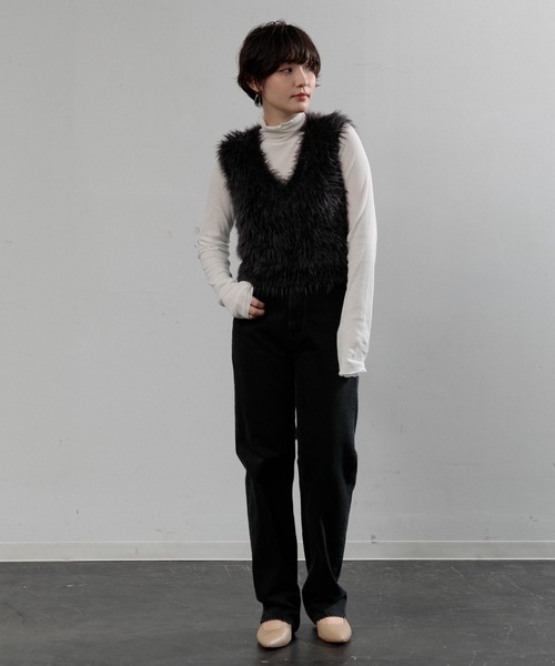 【AMERICAN RAG CIE】フェザーVネックニットベスト AMERICAN RAG CIE ニット セーター フェザーVネックニットベスト