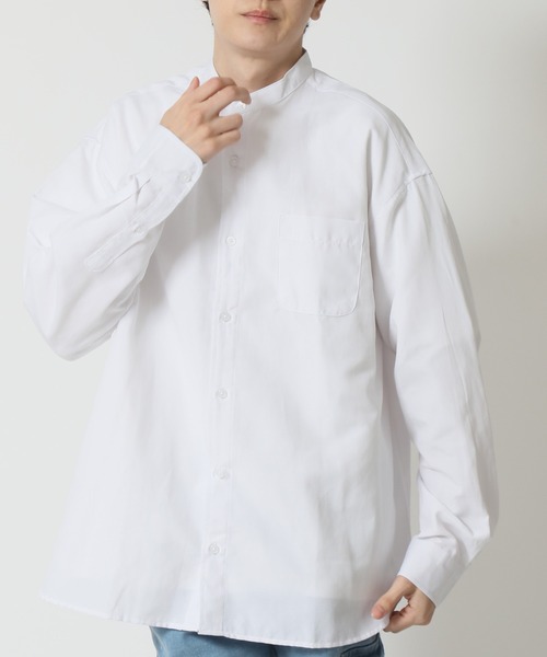 オーバーサイズ オックスフォード バンドカラー 長袖シャツ（シャツ