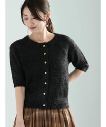 ラメシャギーハーフスリーブニット