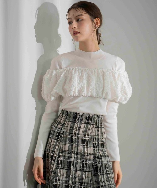 NOELA(ノエラ)の「ふくれジャガードドッキングニット(ニット/セーター・レディース・ブラック/オフホワイト/ブルー・フリー)」の10枚目の写真