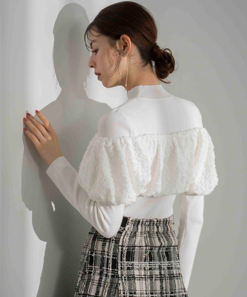 NOELA(ノエラ)の「ふくれジャガードドッキングニット(ニット/セーター・レディース・ブラック/オフホワイト/ブルー・フリー)」の12枚目の写真