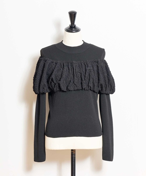 NOELA(ノエラ)の「ふくれジャガードドッキングニット(ニット/セーター・レディース・ブラック/オフホワイト/ブルー・フリー)」の20枚目の写真