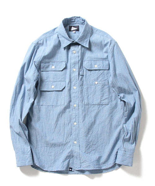 Pilgrim Surf Supply（ピルグリムサーフサプライ）の「Pilgrim Surf+Supply / ALBERT Fishing Pocket Shirt （シャツ/ブラウス・メンズ・ホワイト/サックスブルー・MEDIUM/SMALL/X-SMALL/LARGE）」の2枚目の写真