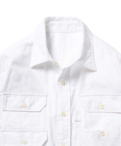 Pilgrim Surf Supply（ピルグリムサーフサプライ）の「Pilgrim Surf+Supply / ALBERT Fishing Pocket Shirt （シャツ/ブラウス・メンズ・ホワイト/サックスブルー・MEDIUM/SMALL/X-SMALL/LARGE）」の8枚目の写真