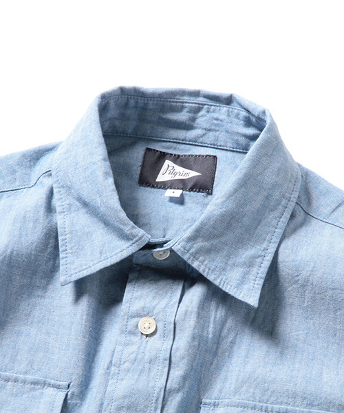 Pilgrim Surf Supply（ピルグリムサーフサプライ）の「Pilgrim Surf+Supply / ALBERT Fishing Pocket Shirt （シャツ/ブラウス・メンズ・ホワイト/サックスブルー・MEDIUM/SMALL/X-SMALL/LARGE）」の3枚目の写真