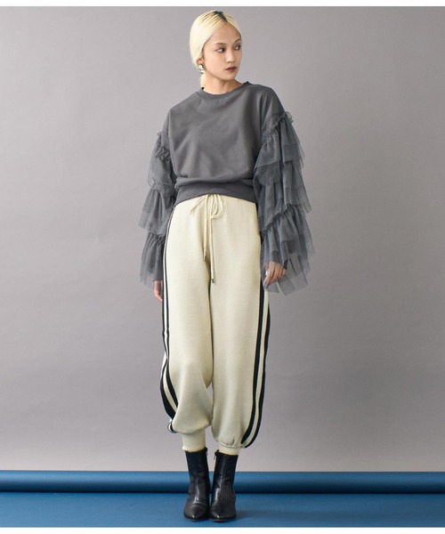 Settimissimo（セッティミッシモ）の「サイドラインリラックスジョガーパンツ（その他パンツ・レディース・アイボリー/ブラック・FREE）」の6枚目の写真