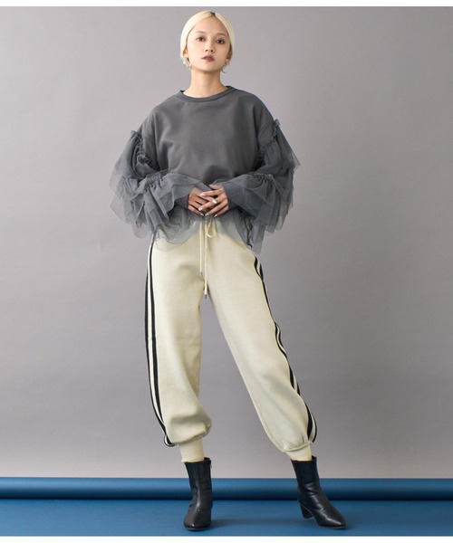 Settimissimo（セッティミッシモ）の「サイドラインリラックスジョガーパンツ（その他パンツ・レディース・アイボリー/ブラック・FREE）」の7枚目の写真