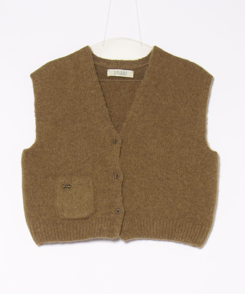 ORIENT MILLINERY（オリエント ミリナリー）の「BABY ALPACA BLEND KNIT VEST | ベビーアルパカ混ニットベスト（ベスト・レディース・アイボリー/キャメル/チャコールグレー・FREE）」の3枚目の写真