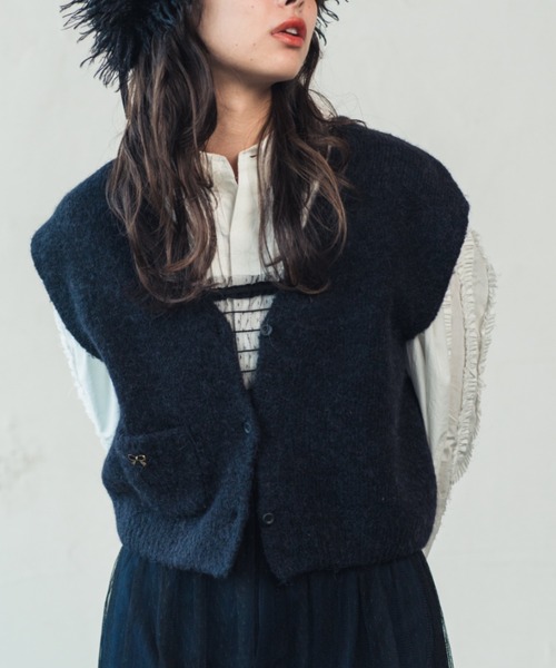ORIENT MILLINERY（オリエント ミリナリー）の「BABY ALPACA BLEND KNIT VEST | ベビーアルパカ混ニットベスト（ベスト・レディース・アイボリー/キャメル/チャコールグレー・FREE）」の11枚目の写真