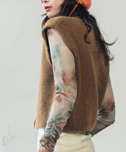 ORIENT MILLINERY（オリエント ミリナリー）の「BABY ALPACA BLEND KNIT VEST | ベビーアルパカ混ニットベスト（ベスト・レディース・アイボリー/キャメル/チャコールグレー・FREE）」の21枚目の写真