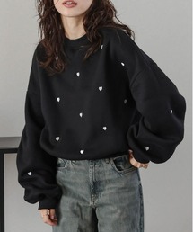 裏起毛ハート刺繍スウェット