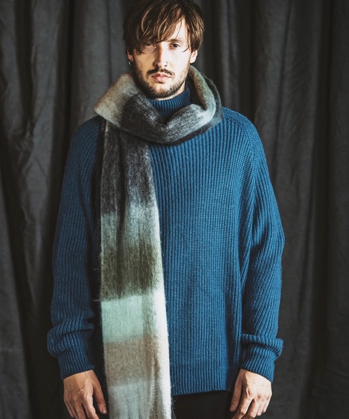 NO ID.（ノーアイディ）の「【NO ID.】Multi-Color Mohair Touch Stole / マルチ カラー モヘヤ タッチ ストール（ストール/ショール・メンズ・オレンジ/その他23/ブラック・ONE SIZE）」の9枚目の写真