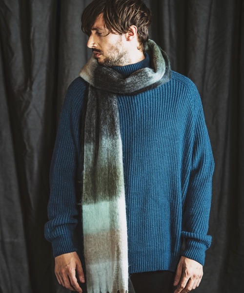 NO ID.（ノーアイディ）の「【NO ID.】Multi-Color Mohair Touch Stole / マルチ カラー モヘヤ タッチ ストール（ストール/ショール・メンズ・オレンジ/その他23/ブラック・ONE SIZE）」の11枚目の写真