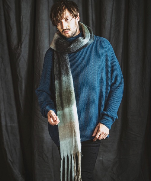 NO ID.（ノーアイディ）の「【NO ID.】Multi-Color Mohair Touch Stole / マルチ カラー モヘヤ タッチ ストール（ストール/ショール・メンズ・オレンジ/その他23/ブラック・ONE SIZE）」の12枚目の写真