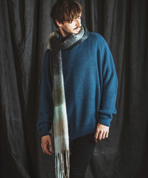 NO ID.（ノーアイディ）の「【NO ID.】Multi-Color Mohair Touch Stole / マルチ カラー モヘヤ タッチ ストール（ストール/ショール・メンズ・オレンジ/その他23/ブラック・ONE SIZE）」の13枚目の写真