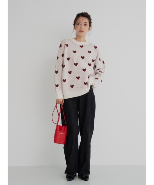JUMELLE(ジュメロ)の「heart jacquard knit(ニット/セーター・レディース・グレー/アイボリー・MEDIUM)」の5枚目の写真