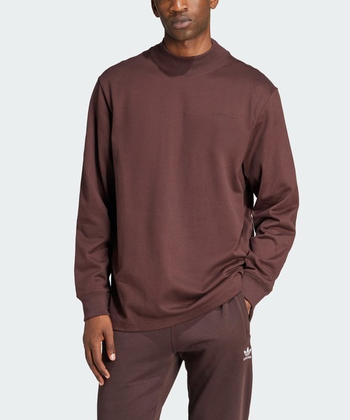 adidas(アディダス)の「長袖モックネックTシャツ / アディダスオリジナルス adidas Originals(Tシャツ/カットソー・メンズ・グレー/ブラウン・LARGE/MEDIUM/SMALL/X-LARGE/X-SMALL/XX-LARGE/3XL)」の2枚目の写真