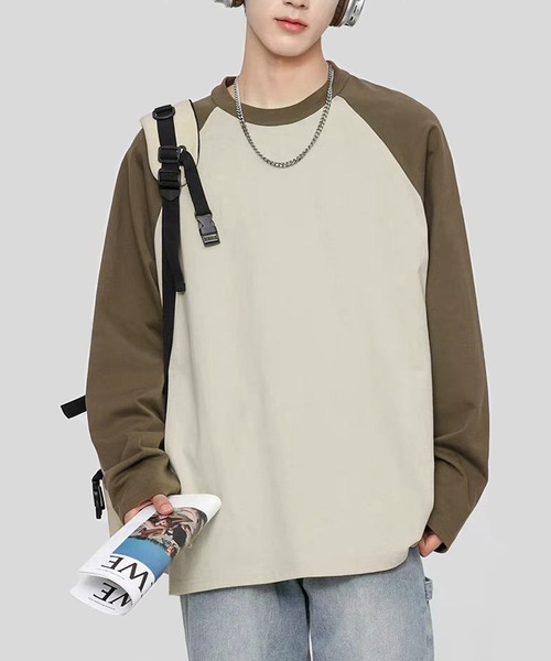 TOBEE（トゥビー）の「【TOBEE】ラグランスリーブ長袖Tシャツ/アソートロンT（Tシャツ/カットソー・メンズ・グレイッシュベージュ/ブラウン系その他/グリーン/ブラック系その他・LARGE/SMALL/MEDIUM）」の4枚目の写真