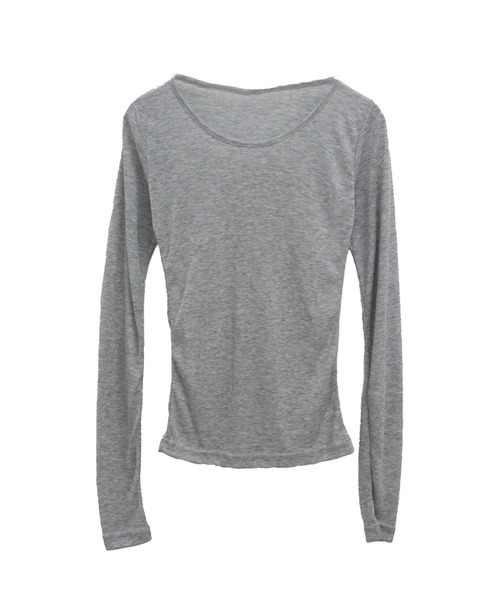 Reurie'(レウリィ)の「【HIT ITEM!】Uネックシアーカットソー 長袖 クルーネック 透け感 インナー シンプル カジュアル レディライク 韓国 Y2K チャコール グレー ピンク ホワイト 白(Tシャツ/カットソー・レディース・ピンク/ホワイト/グレー/チャコールグレー/ブラック/ブルー/ミント・FREE)」の22枚目の写真