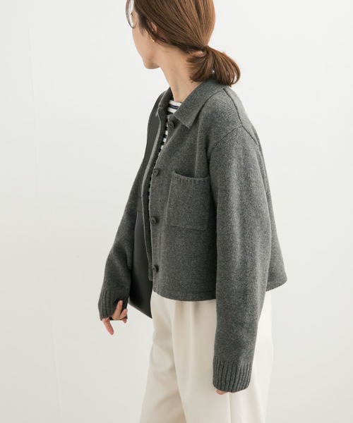 URBAN RESEARCH DOORS（アーバンリサーチドアーズ）の「コンパクト衿付きニット（ニット/セーター・レディース・ボルドー/チャコールグレー・MEDIUM）」の13枚目の写真