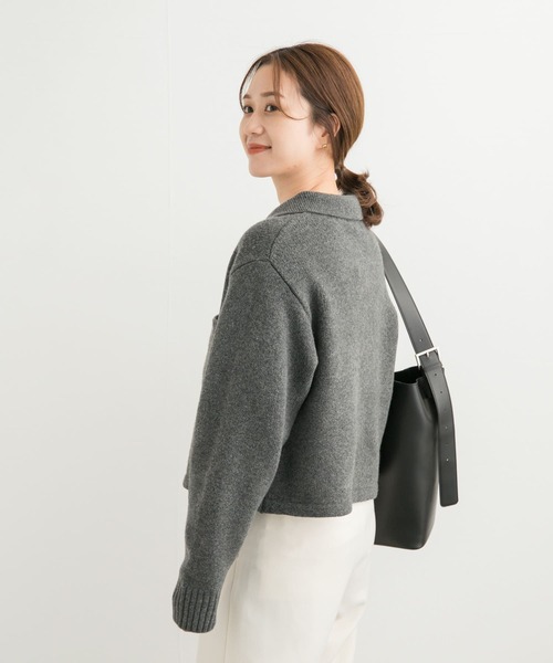 URBAN RESEARCH DOORS（アーバンリサーチドアーズ）の「コンパクト衿付きニット（ニット/セーター・レディース・ボルドー/チャコールグレー・MEDIUM）」の15枚目の写真