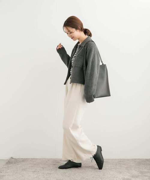 URBAN RESEARCH DOORS（アーバンリサーチドアーズ）の「コンパクト衿付きニット（ニット/セーター・レディース・ボルドー/チャコールグレー・MEDIUM）」の18枚目の写真