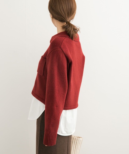 URBAN RESEARCH DOORS（アーバンリサーチドアーズ）の「コンパクト衿付きニット（ニット/セーター・レディース・ボルドー/チャコールグレー・MEDIUM）」の19枚目の写真