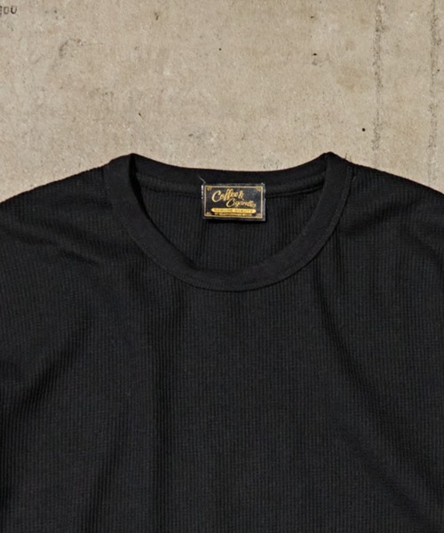 Coffee & Cigarettes(コーヒーアンドシガレッツ)の「3-10B6 ワイド ワッフル ロングスリーブTシャツ ロンT ロングTEE(Tシャツ/カットソー・メンズ・ブラック/サックスブルー/グレー/ホワイト・L/M)」の6枚目の写真