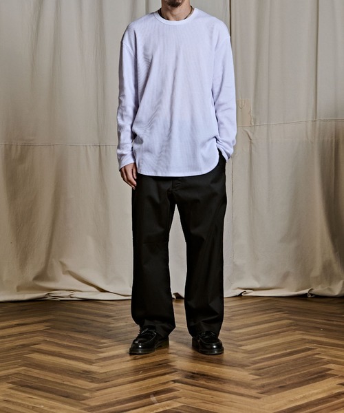 Coffee & Cigarettes(コーヒーアンドシガレッツ)の「3-10B6 ワイド ワッフル ロングスリーブTシャツ ロンT ロングTEE(Tシャツ/カットソー・メンズ・ブラック/サックスブルー/グレー/ホワイト・L/M)」の15枚目の写真