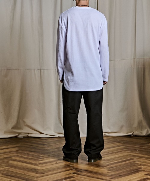 Coffee & Cigarettes(コーヒーアンドシガレッツ)の「3-10B6 ワイド ワッフル ロングスリーブTシャツ ロンT ロングTEE(Tシャツ/カットソー・メンズ・ブラック/サックスブルー/グレー/ホワイト・L/M)」の19枚目の写真