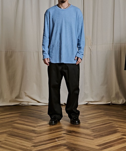 Coffee & Cigarettes(コーヒーアンドシガレッツ)の「3-10B6 ワイド ワッフル ロングスリーブTシャツ ロンT ロングTEE(Tシャツ/カットソー・メンズ・ブラック/サックスブルー/グレー/ホワイト・L/M)」の20枚目の写真