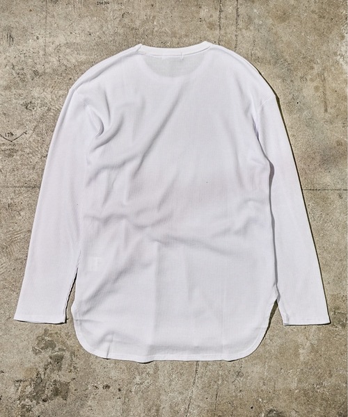 Coffee & Cigarettes(コーヒーアンドシガレッツ)の「3-10B6 ワイド ワッフル ロングスリーブTシャツ ロンT ロングTEE(Tシャツ/カットソー・メンズ・ブラック/サックスブルー/グレー/ホワイト・L/M)」の10枚目の写真