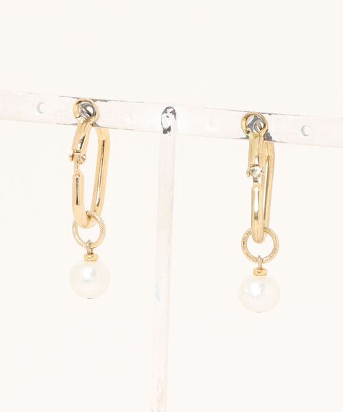 VIBGYOR（ヴィブジョー）の「【Hi-na】2WAY デザインフープ＆パールピアス(MA)（ピアス（両耳用）・レディース・ゴールド・FREE）」の2枚目の写真