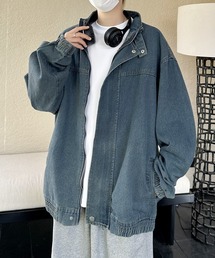 【美品】. Vネックデニムジャケット ノーカラーVネックデニムワークジャケット（ノーカラー
